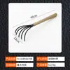 Herramienta de jardinería con mango de madera negro, azada de doble extremo de doble uso, rastrillo de cuatro dientes, pala, azada para exteriores, pala para flores para deshierbar