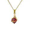 Collar con Forma de Corazón Yanbai para Mujer, Diseño de Nicho de Lujo Ligero, Cobre Incrustado con Circonita, Colgante de Rubí Espinoso, Cadena Versátil para Clavícula, Collar Dorado