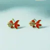Brincos Coloridos com Zircônia Inlaid Padrão Peixe Dourado Fofo Design Exquisito de Peixe Koi para Meninas 2021 Brincos Estilo Coreano