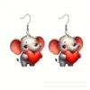 Nuevo producto transfronterizo: Un Par de Encantadores y Lindos Pendientes de Acrílico con Colgante de Elefante, Regalo de San Valentín