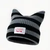 Gorro de Lana Tejido con Orejas de Cerdo y Gato para Mujer Otoño e Invierno, Gorro Cálido Estampado Lindo de Moda, Gorro Versátil de Marca Moderna para Clima Frío