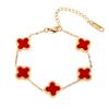 Pulsera de Trébol de Cuatro Hojas de Acero de Titanio de Moda Simple Conjunto Simple de Lujo Ligero que No se Decolora Accesorios de Pulsera de Malaquita de Nácar Natural