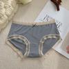 Modal menina cueca sem costura algodão fundo virilha sexy renda borda cintura média quadril-enrolado estilo japonês laço bonito