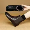 Botines Chelsea de Punta Redonda con Tacón Oculto - Completamente de Piel por Dentro y por Fuera - Nuevo Estilo 2026 - Tacón de Cuña Invisible de 3 cm - Botines Cortos para Mujer de Piel de Oveja Genuina