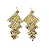 Pendientes de Metal Hueco Cuadrados Retro Estilo Coreano con Circonita Diseño de Nicho Moda Versátiles Pendientes de Alto Nivel
