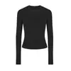 Camiseta negra de manga larga para mujer, prenda interior de corte ajustado, top ajustado que moldea el cuerpo