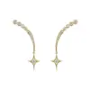 Novos Brincos de Tarraxa Estrela de Quatro Pontas com Strass Completo Zircônia para Mulheres Design de Nicho Versátil de Alta Qualidade Exquisite Brinco de Lua Crescente para Mulheres