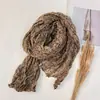 2026 Nuevo Pañuelo de Seda con Estampado de Lunares Arrugado, Tacto de Algodón Lino, Bufanda para Mujer Primavera Otoño, Versátil Estilo Étnico, Chal Bufanda Protector Solar