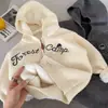 2026 Inverno Infantil Novo Cor Lisa Bordado de Letras Espessado Zíper Integrado Veludo Pulôver Malha Top