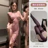Lencería Sexy de Talla Grande Cheongsam Sexy con Abertura Tirantes Malla Transparente Deseo Puro Tentación Apasionada Traje Gratis