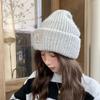 Invierno L Bordado Cálido Gorro de Punto para Mujer Gorro de Lana Apilado Estilo Coreano Lindo Cara Pequeña Versátil Holgado Gorro de Punto