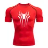 Teum Export Camiseta de Manga Corta de Compresión de Secado Rápido con Estampado de Araña para Hombre Y2K Capa Base para Correr Body para Entrenamiento de Fitness