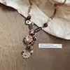 ¡Dinero viejo estilo chino! Collar con Colgante de Flor Tejida Estilo Étnico Bohemio para Mujer, Accesorio Largo Estilo Vacaciones Vintage
