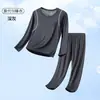 Pijamas de Modal para Niños, Ropa de Casa para Niños, Conjuntos de Manga Larga para Niñas, Ropa de Verano Delgada de Seda Helada para Aire Acondicionado Juvenil