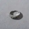 Anillo Francés Nuevo Chapado en Cobre Oro Real de 18k Incrustado con Piedra Ojo de Tigre con Manchas Anillo Elegante Simple de Nicho