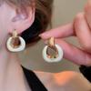 Pendientes Geométricos de Amor con Goteo de Aceite de Aguja de Plata Corea del Sur Pendientes Sencillos de Flores Pendientes de Moda Elegantes Pendientes de Alta Gama para Mujeres