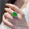Anéis Banhados a Prata no Atacado Incrustados com Calcedônia Verde e Ágata, Elegantes e Estilosos, Novos Modelos Comparáveis a Jade, Fornecimento para Transmissão ao Vivo