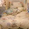 Juego de ropa de cama de algodón 100% para dormitorio universitario de tres piezas para literas, funda de edredón de algodón estilo ins, juego de seis piezas para cama individual
