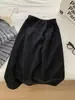 Saia de Lã Elegante Estilo Coreano Justa com Estampa Floral de Botão para Mulheres, Outono e Inverno Espessa com Caimento, Versátil Cinza de Comprimento Médio