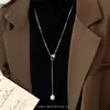 Atmósfera de Otoño e Invierno Flor Perla Collar Accesorios para Mujer, Cadena para Suéter Elegante y de Moda, Accesorio de Cuello Versátil de Lujo Ligero y de Gama Alta