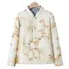 Jaqueta Reversível Acolchoada de Algodão Estilo Chinês Ocidental para Mulheres, Jaqueta Acolchoada de Algodão Quente de Inverno, Jaqueta de Algodão Puro Redutora de Idade, Nova Jaqueta Pequena Acolchoada de Algodão Estilo Chinês para Mães