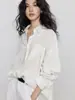 Camisa de lino Tencel de manga larga para mujer, estilo "old money", casual, relajada, vintage, top para ir al trabajo