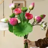 Flor de Loto Artificial Tacto Humano Flor de Nenúfar Arreglo Floral Estanque Flores Artificiales Sala de Estar Ofrenda a Buda Accesorios Decoración de Jarrón Adorno Vaina de Semilla de Loto