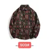 Camisa de Manga Larga Retro Étnica Tejida Bordada Estilo Barroco Japonés Vintage para Hombre Holgada Ropa de Abrigo Otoño e Invierno Primavera y Otoño