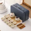 Horno Ru Caqui Ruyi Tetera de Mano Set de Té de Viaje con Tetera de Cerámica Agrietada Logo del Set de Té de Viaje Disponible
