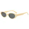 2026 Gafas de Sol Nuevas Estilo Coreano Retro Marco Beige Forma Ovalada Cuadrada Marco Pequeño Anti-UV para Mujer Tendencia