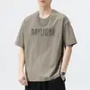 Camiseta de Verano de Manga Corta Transfronteriza para Hombre, Ins Tendencia Estampado de Letras Cuello Redondo Deportiva Casual Holgada de Media Manga para Hombre