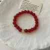 Collar apilado de ágata roja, Cadena para clavícula de cuentas hecha a mano de nicho de moda, Joyería de collar de lujo ligero y de alta gama