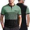 Verano Transfronterizo Ebay Camisa Polo de Manga Corta para Hombre con Estampado de Rayas Camiseta de Manga Corta Casual de Negocios Polo para Exteriores