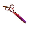 Set de Tijeras de Peluquería Shenxingzhe de 6.0 pulgadas con Cola de Colores Inclinada, Tijeras Planas, Tijeras Entresacadoras, Set de 7 Piezas