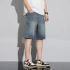 Pantalones cortos de mezclilla Tencel para hombre, de verano, finos, sueltos y rectos, de seda helada, a la moda, de talla mediana, 2024