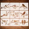 9 Plantillas Creativas de Pájaro en Rama para Pintura Infantil con Calado y Graffiti, Material para Mascotas, Reutilizables