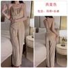 Ropa interior sexy para mujer Guiruo, con cuello colgante y tirantes en el pecho, pantalones y bata de terciopelo, Q4107