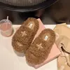 Chinelos Casuais Slip-On com Solado Grosso para Mulheres 2026 Outono/Inverno Novo Estilo Chinelos Peludos para Casa e Exterior Sapatos Casuais Versáteis para Mulheres