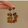 Ámbar Caramelo ~ Pendientes de Borla de Resina de Bola Maillard Pendientes de Cadena de Uva para Mujer Pendientes de Alta Calidad