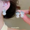 Pendientes Redondos de Perla con Circonita de Aguja Plateada, Simples y Versátiles para el Viaje Diario, Pendientes de Lujo Ligero y de Alta Gama para Mujer