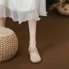 Zapatos de Ballet Mary Jane con Tacón Grueso 2024 Nuevo Elástico Cruzado Tacones Altos Diarios para Mujer Combinan con Todo Piernas Largas Adelgazantes