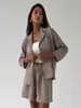 Conjunto de Camisa y Shorts Transfronterizo, Estilo Europeo y Americano, Nuevo Modelo Verano 2026, Traje Casual Holgado con Cuello de Solapa y Mangas Tres Cuartos, Conjunto de Shorts
