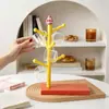 Suporte de armazenamento de copos com personagem animado, porta-copos em formato de árvore, suporte de mesa para xícaras de café e chá, suporte criativo para pendurar copos