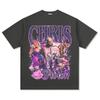 Camiseta de Manga Curta Pesada com Estampa Retro Hip-hop Chris Brown Chris Brown Gola Redonda Moletom com Capuz