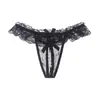 Nova Tanga de Renda com Abertura e Massagem de Pérolas, Calcinha Tanga Sexy Transparente com Abertura