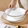 Rayas Verticales Simples Nórdicas Vajilla Yamada Vajilla de Cerámica Color Bajo Esmalte Bol de Arroz para el Hogar Bol de Sopa Plato Plato Yamada