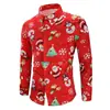 Traje de Navidad Nuevo para Personas Mayores 2024 Camisa con Estampado Abstracto Artístico Camisa de Manga Larga Plegable Primavera Otoño