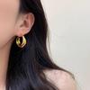 Aretes de Aro Vintage de Lujo Ligero Dorado Brillante Estilo Hong Kong para Mujer Nuevo Diseño Nicho de Aro para Oreja Versátiles