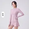 Roupas de Yoga Femininas Ajustadoras de Cintura Emagrecedoras Cintura Pequena Jaqueta Amiga da Pele Respirável Versátil Orelhas de Gato Antiatrito Bolsos Laterais