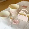 Kit de higiene pessoal rosa para meninas, balde para dormitório estudantil, bacia, cesta de banho, produtos de higiene pessoal, balde de plástico grosso e resistente